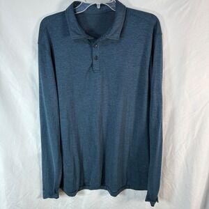 Lululemon Evolution Polo Shirt Mens Medium Blue Long Sleeve Athletic Stretch